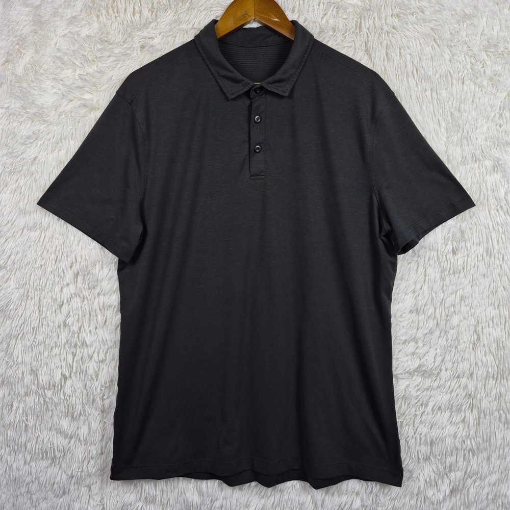 Lululemon Mens Black Short Sleeve Tech Polo Shirt Size XL